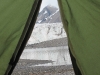 Was für ein Ausblick! Direkt aus dem Schlafsack können wir den Gletscher sehen