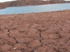 Spitzbergens Marslandschaft mit Feder im Vordergrund