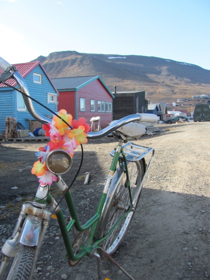 Blumenkette an einem coolen Fahrrad